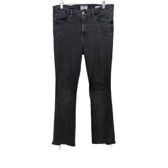 Frame Le Mini Boot Cut Preston Gray Raw Hem Denim Jeans Size 32 - Picture 1 of 4